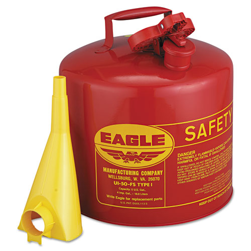 UI50FS Safety Can, Type I, 5 Gallon, Red, With F-15 Funnel -  Eagle