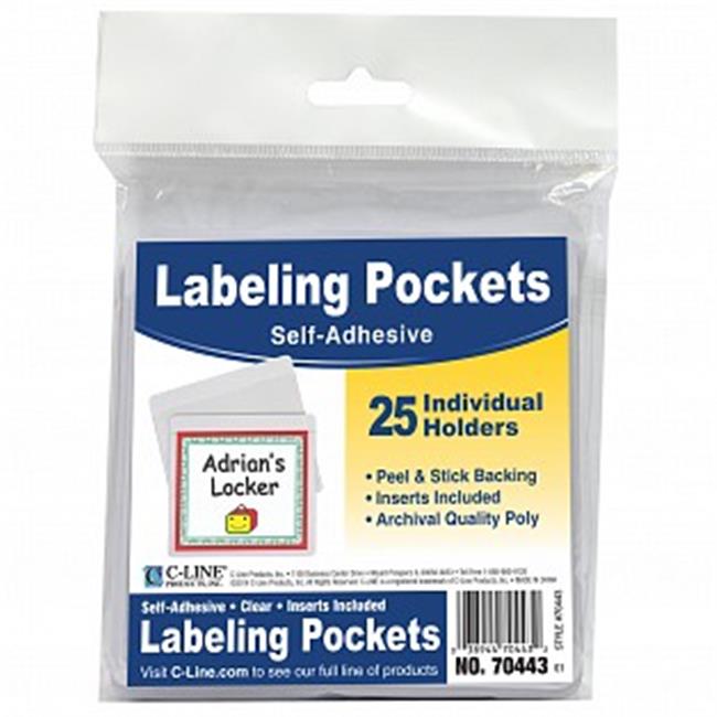 C-Line Products 70443 Self-Adhesive Labeling Pockets- Clear