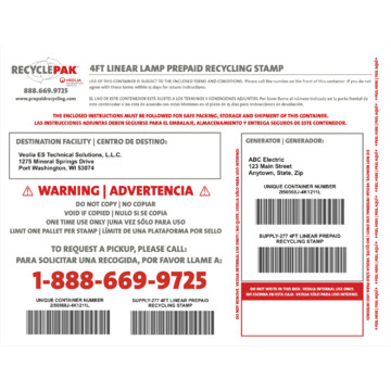 Picture of Veolia SUPPLY-277 4 ft. Linear Lamp Prepaid Stamp