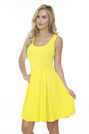 Picture of White Mark Universal 826-99-L Crystal Fit & Flare Dress - 99-Yellow - Large
