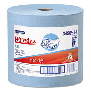 WypAll GeneralClean X60 Multi-Task Cloths, Jumbo Roll, Strong & Absorbent, Blue, 1100 Sheets (34965)