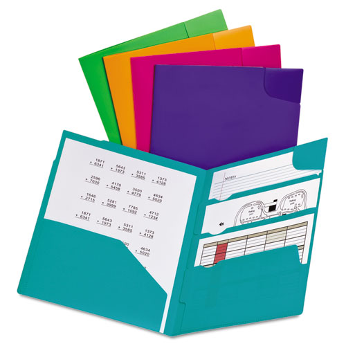 99837 11 x 8.5 Divide It Up Four-Pocket Poly Folder - Assorted