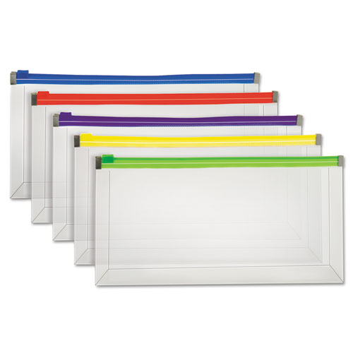 Open Side Poly Zip Envelope - Check- Assorted