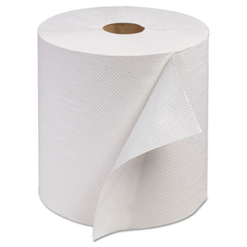 Hardwound Paper Towel Roll, 1 Ply, Continuous Roll Sheets, 800 ft, White, 6 PK