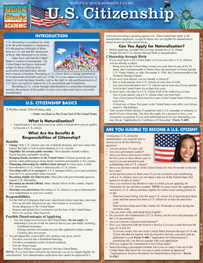 Picture of BarCharts 9781423218234 U.S. Citizenship Quickstudy Easel