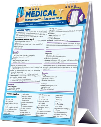 Picture of BarCharts 9781423223047 Medical Terminology & Abbreviations Quickstudy Easel
