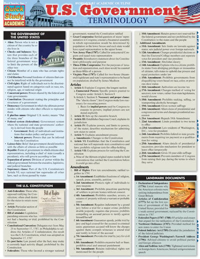 Picture of BarCharts 9781423215110 U.S. Government Terminology Quickstudy Easel