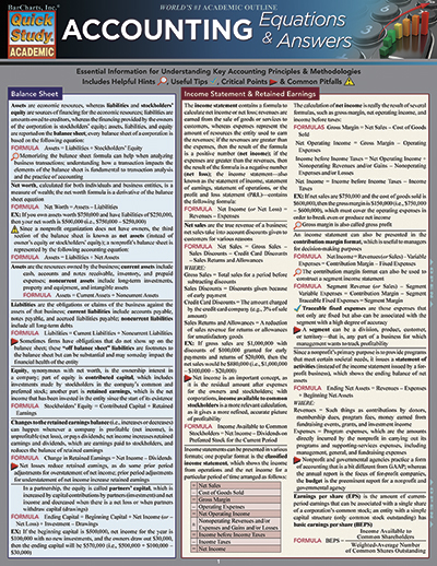 Picture of BarCharts 9781423218173 Accounting Equations & Answers Quickstudy Easel