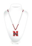 Picture of Nebraska Cornhuskers Mardi Gras Beads with Medallion