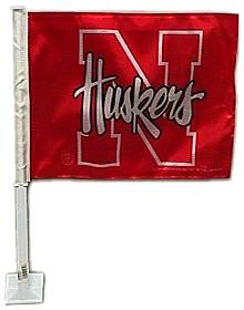 Picture of Nebraska Cornhuskers Car Flag - Script Logo