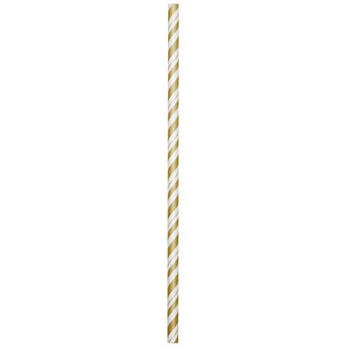 Picture of Hoffmaster Group 315216 Striped Paper Straws&#44; Gold & White