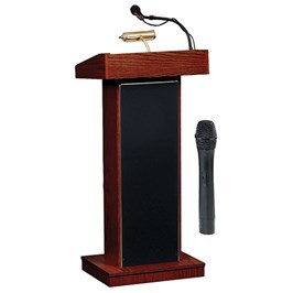 Picture of Oklahoma Sound 800X-MY-LWM-5 The Orator Lectern With Wireless Handheld Mic - Mahogany
