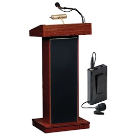Picture of Oklahoma Sound 800X- MY-LWM-6 The Orator Lectern With Wireless Tie Clip & Lavalier Mic - Mahogany