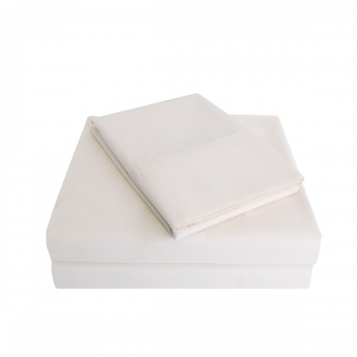 P300SKSH SLIV 300 Split King Sheet Set, Percale Solid Patterned - Ivory