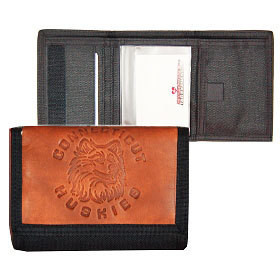 Picture of Connecticut Huskies Leather/Nylon Embossed Tri-Fold Wallet