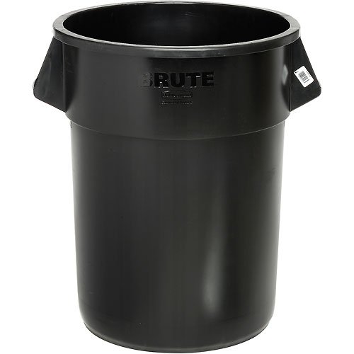Rubbermaid 1779739 55 gallon Brute Commercial Trash Can - Plastic, Round, Black