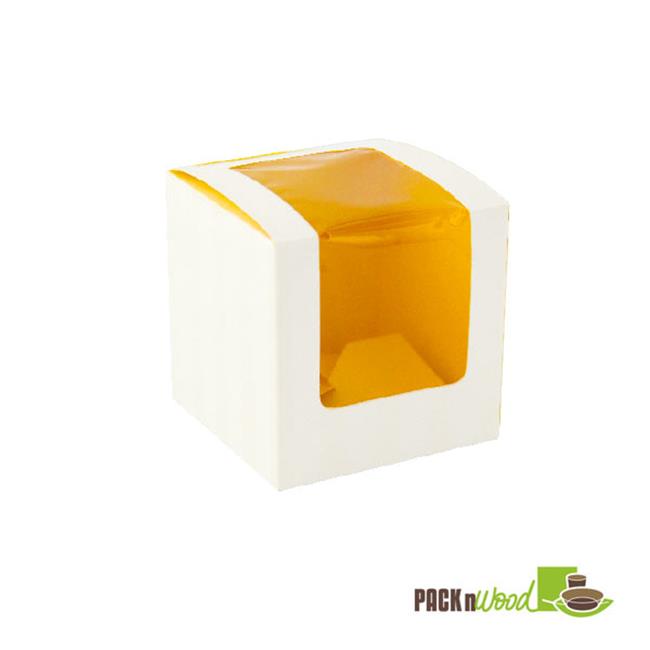 Packnwood 209BCKF1 Yellow Cupcake Box With Window