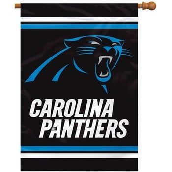 Picture of Fremont Die 94828B Carolina Panthers Two Sided House Banner - 28 x 40 in.