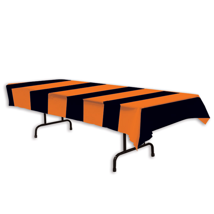 Picture of Beistle Company 00104 Orange & Black Stripes Tablecover