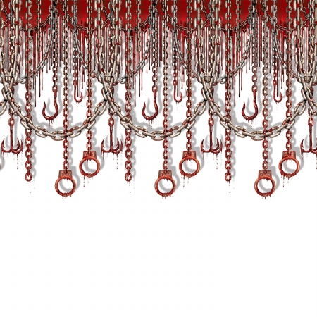 Picture of Beistle Company 00126 Bloody Chains & Hooks Backdrop