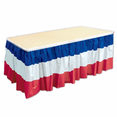 Picture of Beistle Company 52170-RWB Patriotic Table Skirting - Red- White & Blue
