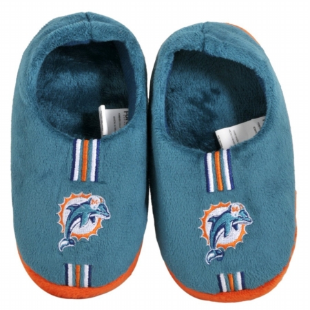Picture of Miami Dolphins Slippers - Youth 4-7 Stripe