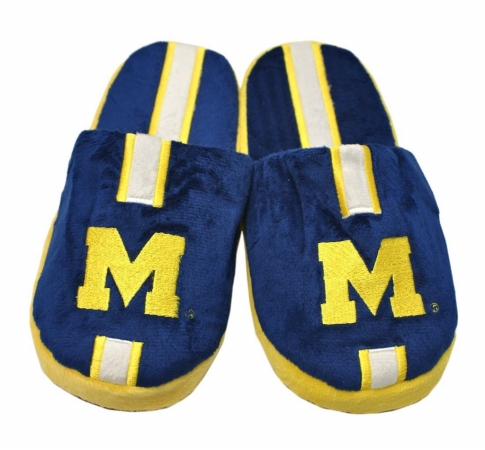 Michigan Wolverines Slippers - Youth 8-16 Stripe