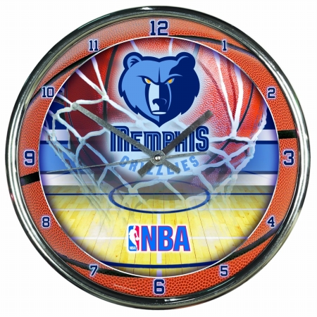 Memphis Grizzlies Clock Round Wall Style Chrome
