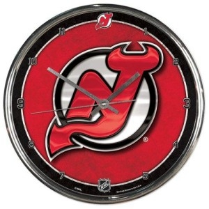 New Jersey Devils Clock Round Wall Style Chrome
