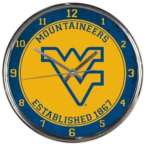 Picture of West Virginia Mountaineers Clock Round Wall Style Chrome