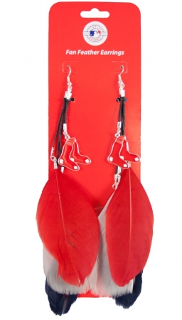 Picture of Boston Red Sox Team Color Feather Earrings