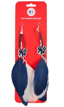 Picture of New York Yankees Team Color Feather Earrings