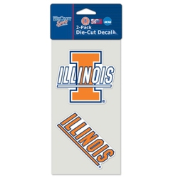 Illinois Fighting Illini Set of 2 Die Cut Decals