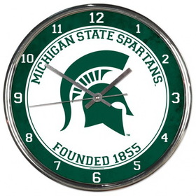 Michigan State Spartans Round Chrome Wall Clock