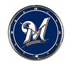 Picture of Milwaukee Brewers Clock Round Wall Style Chrome