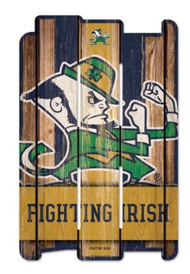 Picture of Notre Dame Fighting Irish Sign 11x17 Wood Fence Style