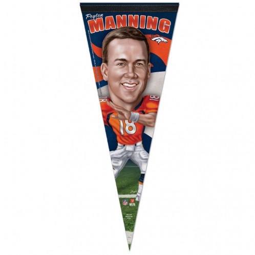 Picture of Denver Broncos Pennant 12x30 Premium Style Peyton Manning Caricature Design