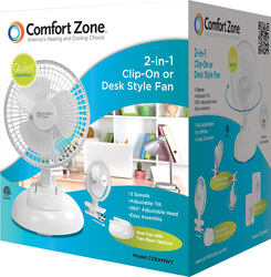 Picture of Howard Berger CZ6XMWT 6 in. Comfort Zone Combination Desk & Clip Fan&#44; White