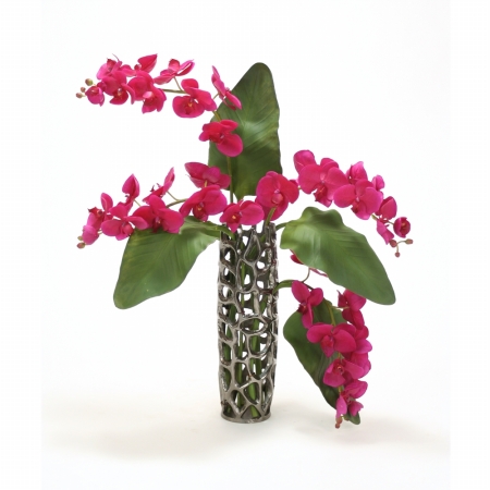 International  Calla Leaf, Violet Orchid with Honeycomb in Open Weave Vase