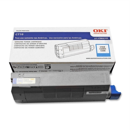 Picture of 43866103 Okidata Compatible Cyan Aftermarket Toner Cartridge; Page Yield - 11500