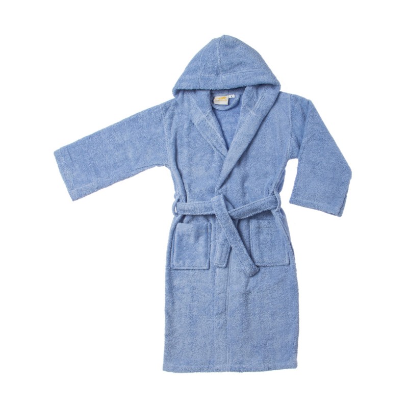 Picture of Superior ROBE KID BLUE LG Kids Hooded Bath Robe&#44; 100 Percent Egyptian Cotton - Blue