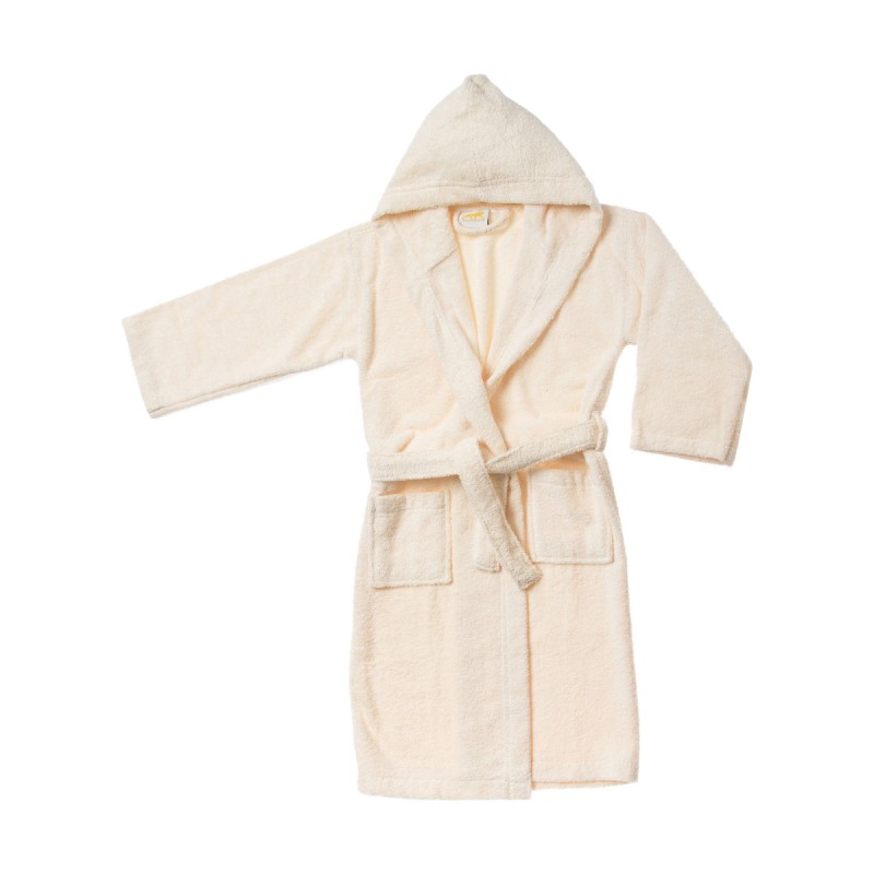 ROBE KID IVORY LG Kids Hooded Bath Robe, 100 Percent Egyptian Cotton - Ivory -  SUPERIOR