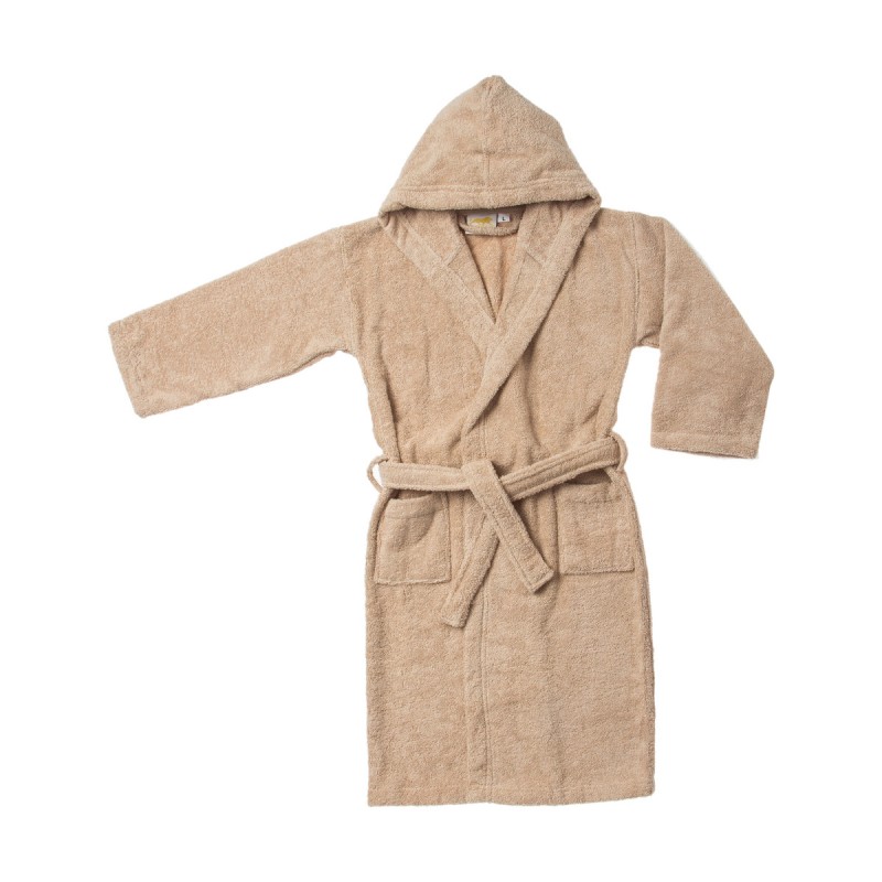 ROBE KID TAUPE S-M Kids Hooded Bath Robe, 100 Percent Egyptian Cotton - Taupe -  SUPERIOR, ROBE KID TAUPE S/M