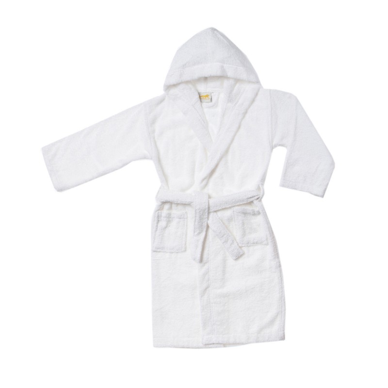 Picture of Superior ROBE KID WHITE LG Kids Hooded Bath Robe&#44; 100 Percent Egyptian Cotton - White