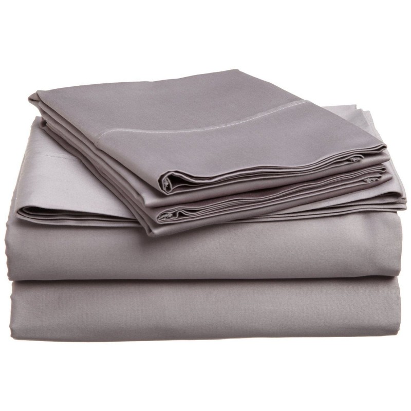 300SKSH SLGR 300 Split King Sheet Set- Egyptian Cotton Solid - Grey
