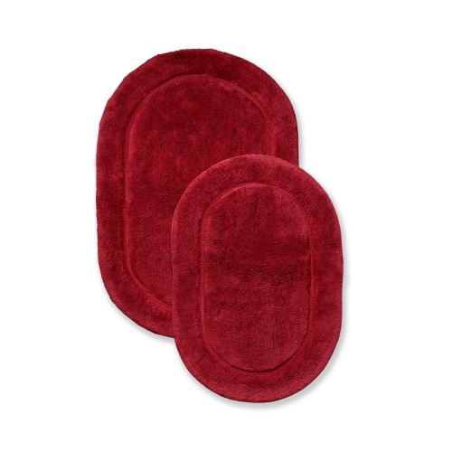 BATHRUG-OV2PC-BG Cotton Oval Bath Rug Set - Burgundy, 2 Pieces