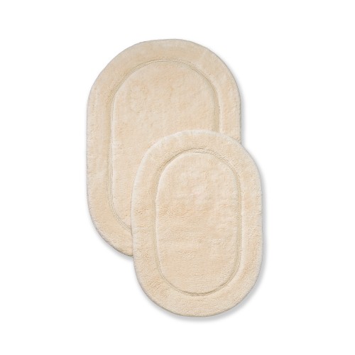 BATHRUG-OV2PC-IV Cotton Oval Bath Rug Set - Ivory- 2 Pieces