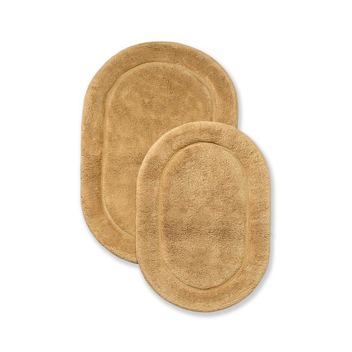 BATHRUG-OV2PC-TO Cotton Oval Bath Rug Set - Toast- 2 Pieces