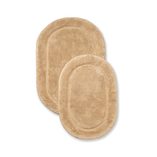 BATHRUG-OV2PC-TP Cotton Oval Bath Rug Set - Taupe- 2 Pieces