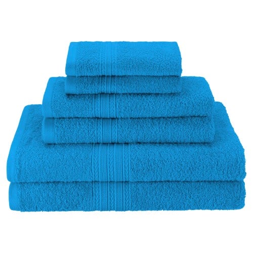 EF-6 PC SET AB Eco-Friendly 100 Percent Ringspun Cotton Towel Set - Aster Blue, 6 Pieces -  SUPERIOR